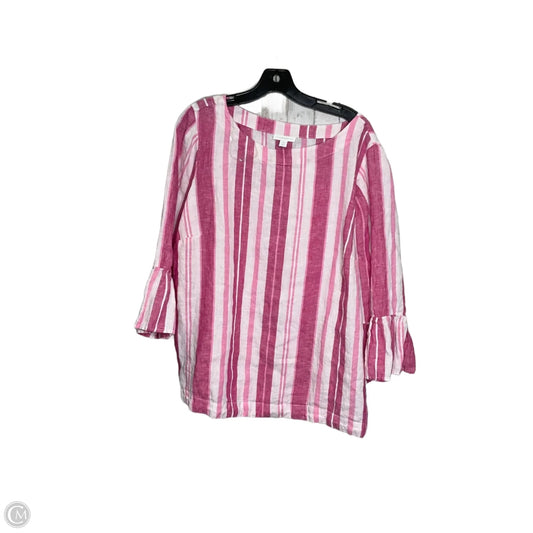 Top Short Sleeve By Charter Club In Pink & White, Size: 2x