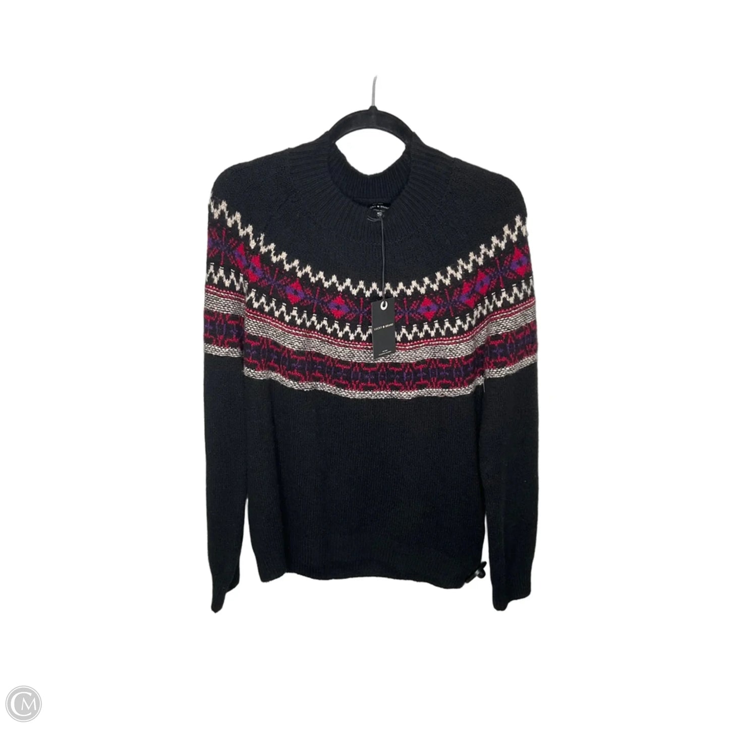 Sweater By Lucky Brand In Black & Red, Size: M