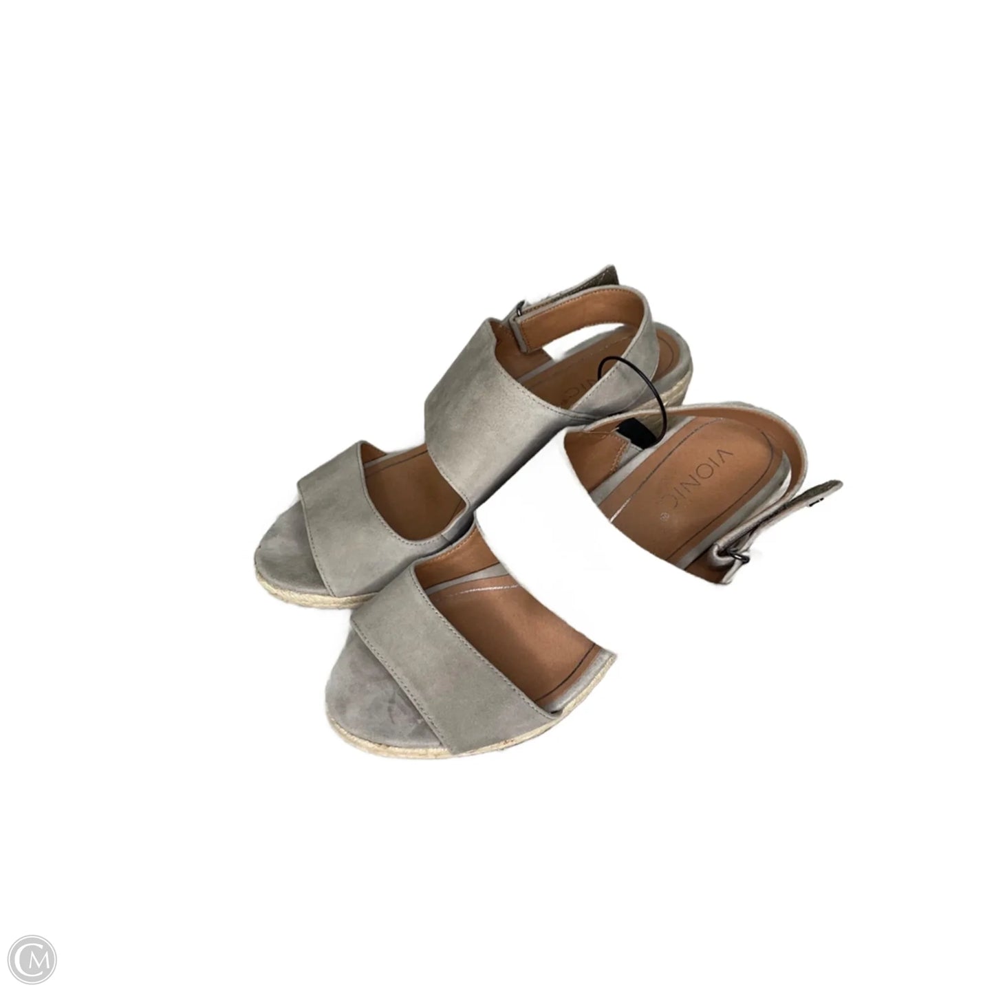 Sandals Heels Wedge By Vionic In Grey, Size: 11