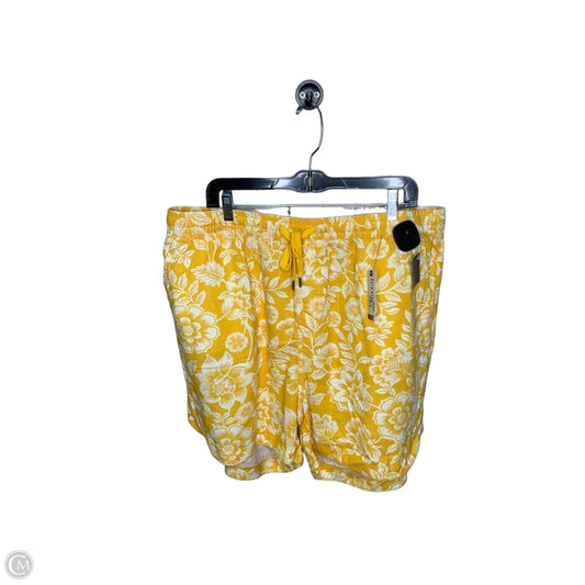 Shorts By Terra & Sky In White & Yellow, Size: 1x