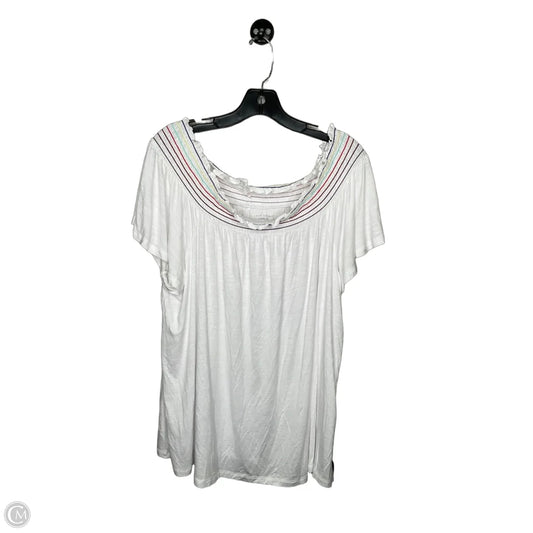 Top Short Sleeve By Lane Bryant In White, Size: 18