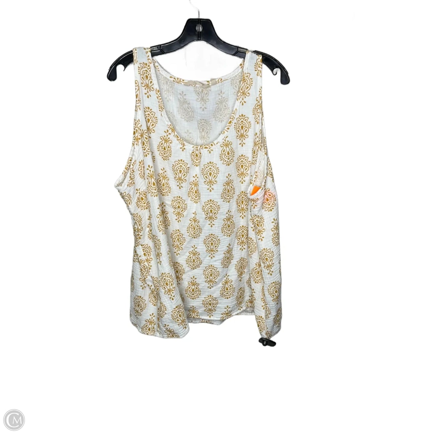 Top Sleeveless By Soft Surroundings In White & Yellow, Size: 3x