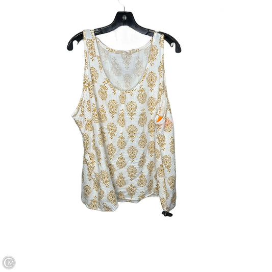 Top Sleeveless By Soft Surroundings In White & Yellow, Size: 3x