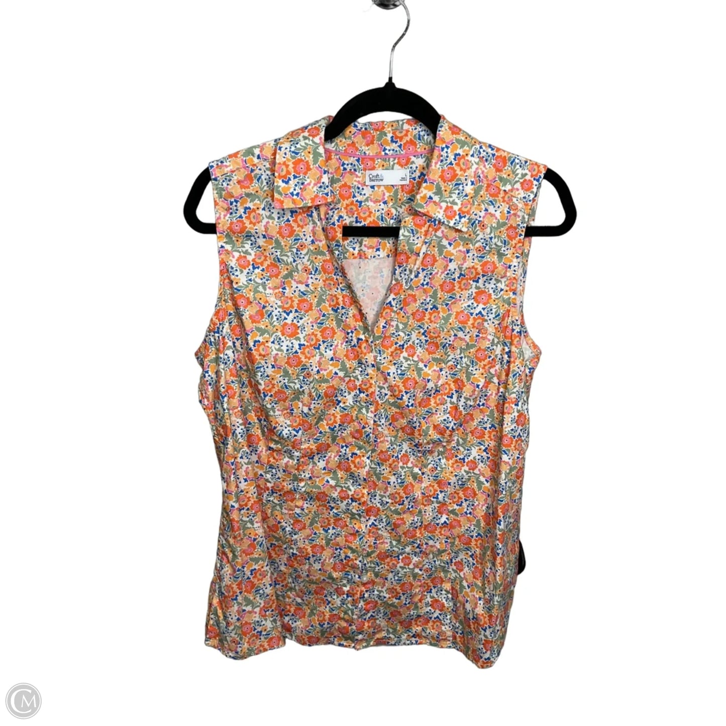 Top Sleeveless By Croft And Barrow In Floral Print, Size: L
