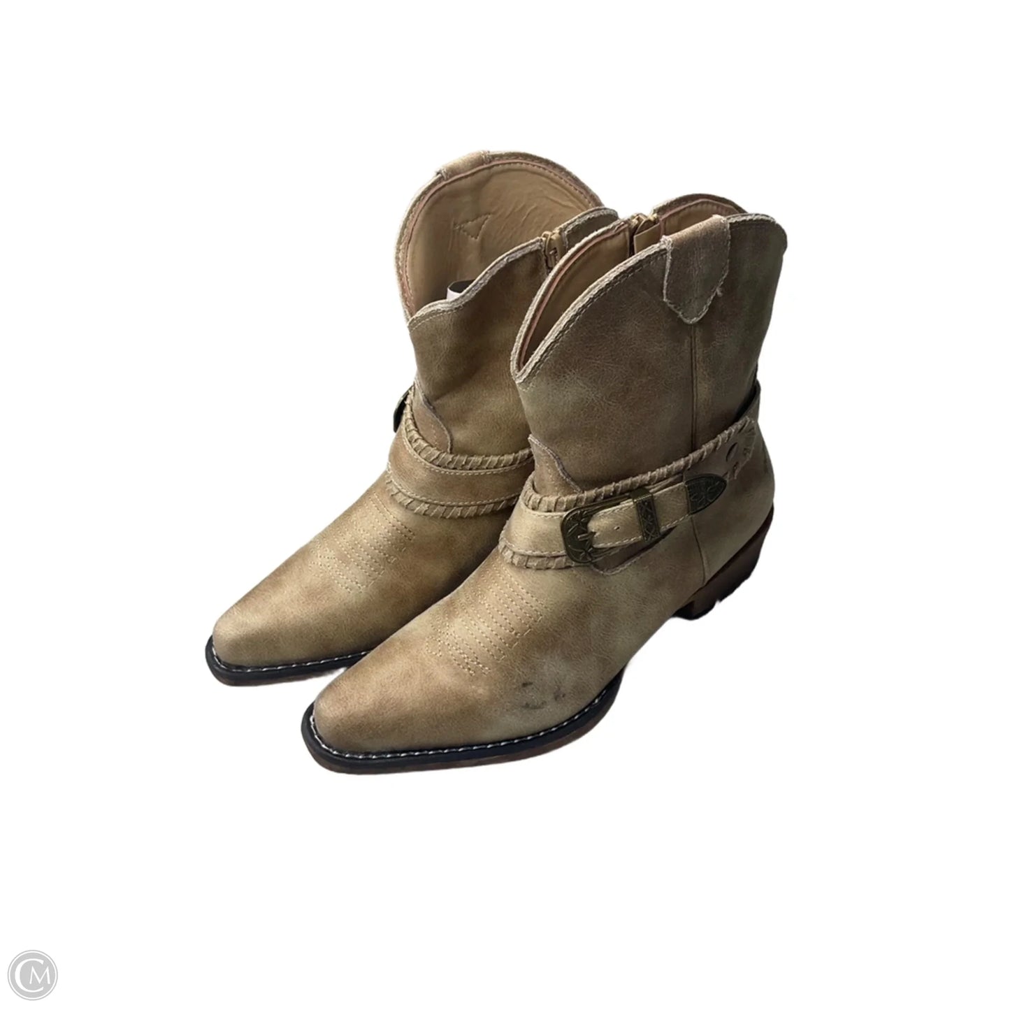 Boots Ankle Heels By Roper In Beige, Size: 8.5