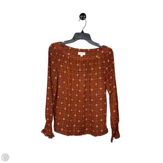 Top Long Sleeve By Loft In Brown, Size: Xs