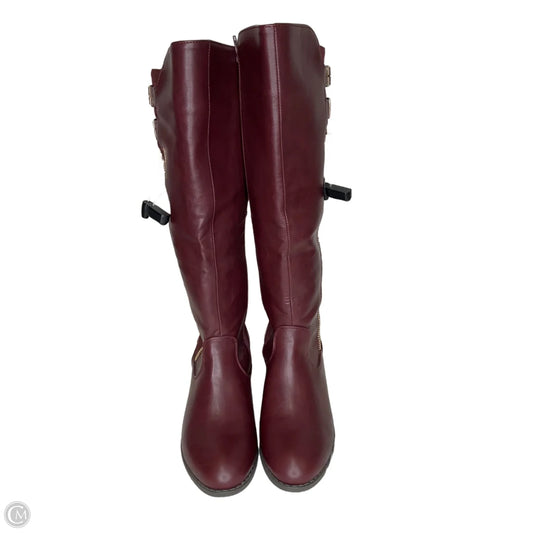 Boots Knee Flats By Justfab In Maroon, Size: 10