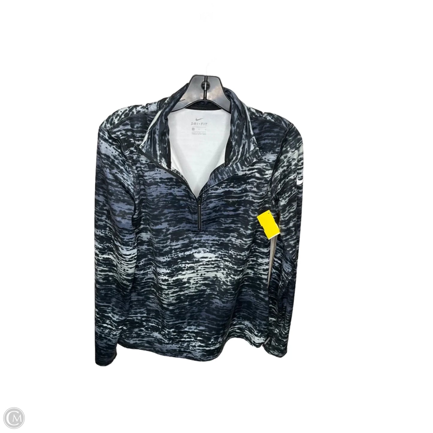 Athletic Top Long Sleeve Collar By Nike In Black & Blue, Size: L