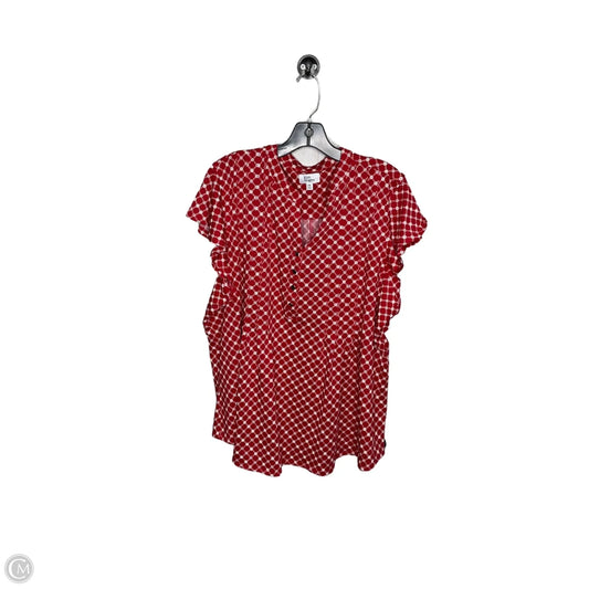 Top Short Sleeve By Kim Rogers In Red & White, Size: Xxl