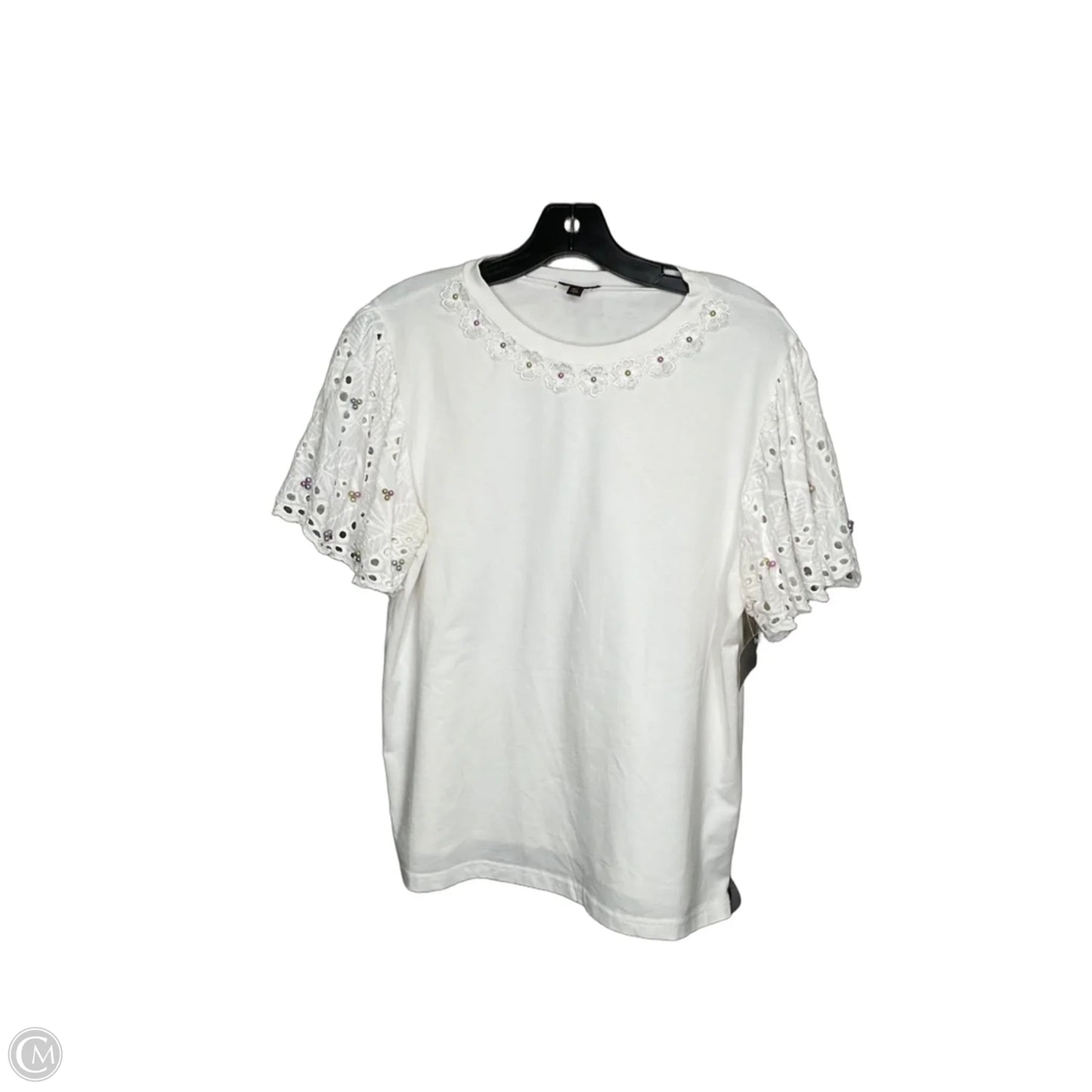 Top Short Sleeve By Clothes Mentor In White, Size: L