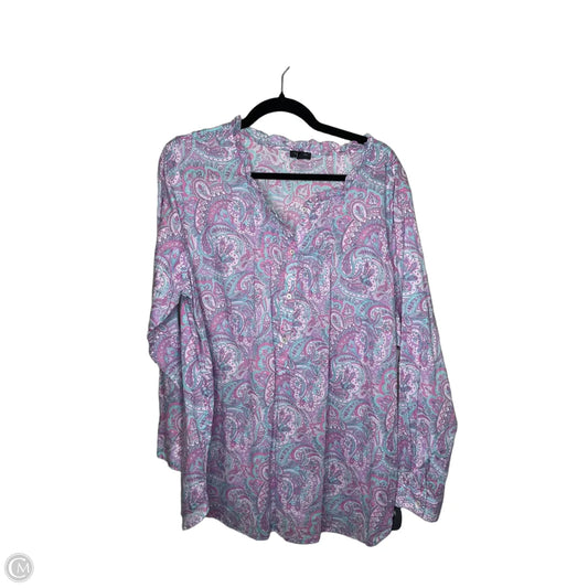 Top Long Sleeve By Talbots In Purple, Size: 2x