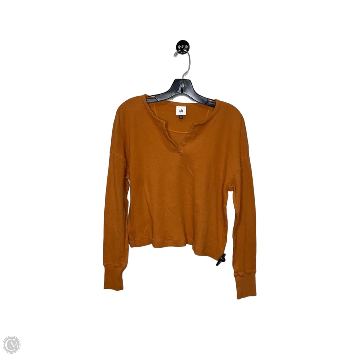Top Long Sleeve Basic By Cabi In Orange, Size: S