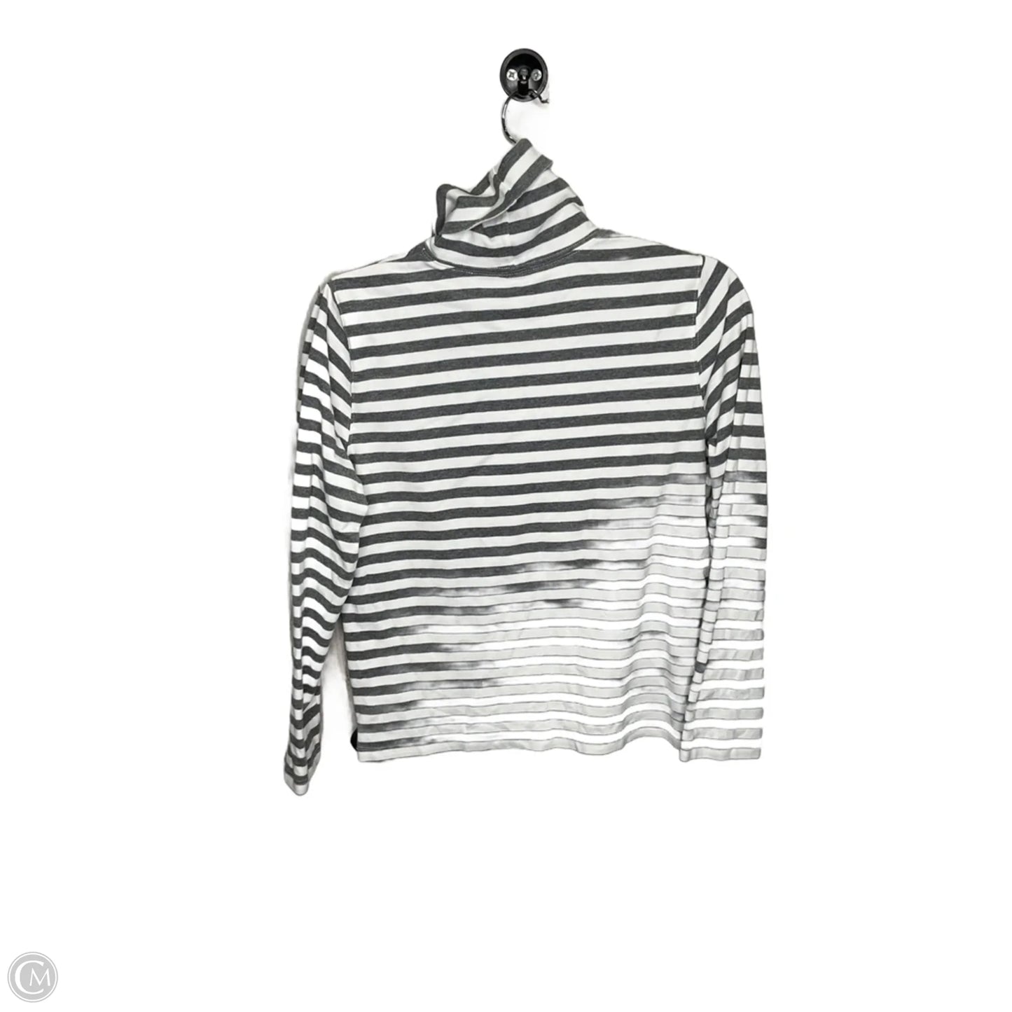 Top Long Sleeve By Liz Claiborne In Grey & White, Size: L