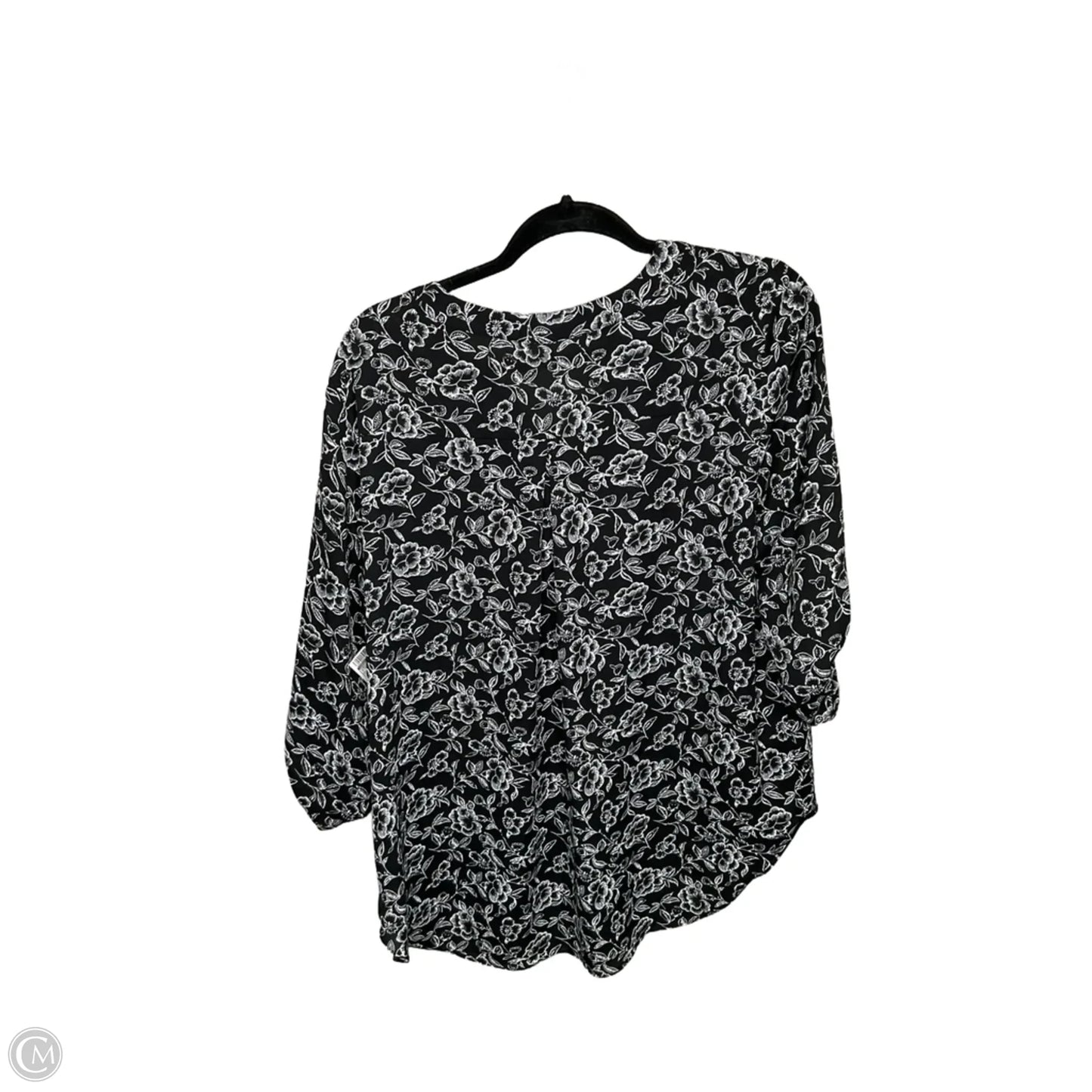 Tunic 3/4 Sleeve By Chaus In Black & White, Size: L