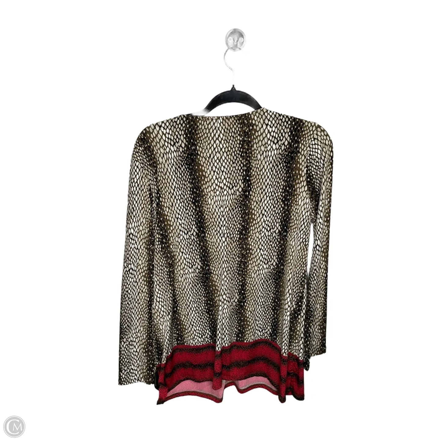 Top Long Sleeve By Carmen By Carmen Marc Valvo In Green & Red, Size: M