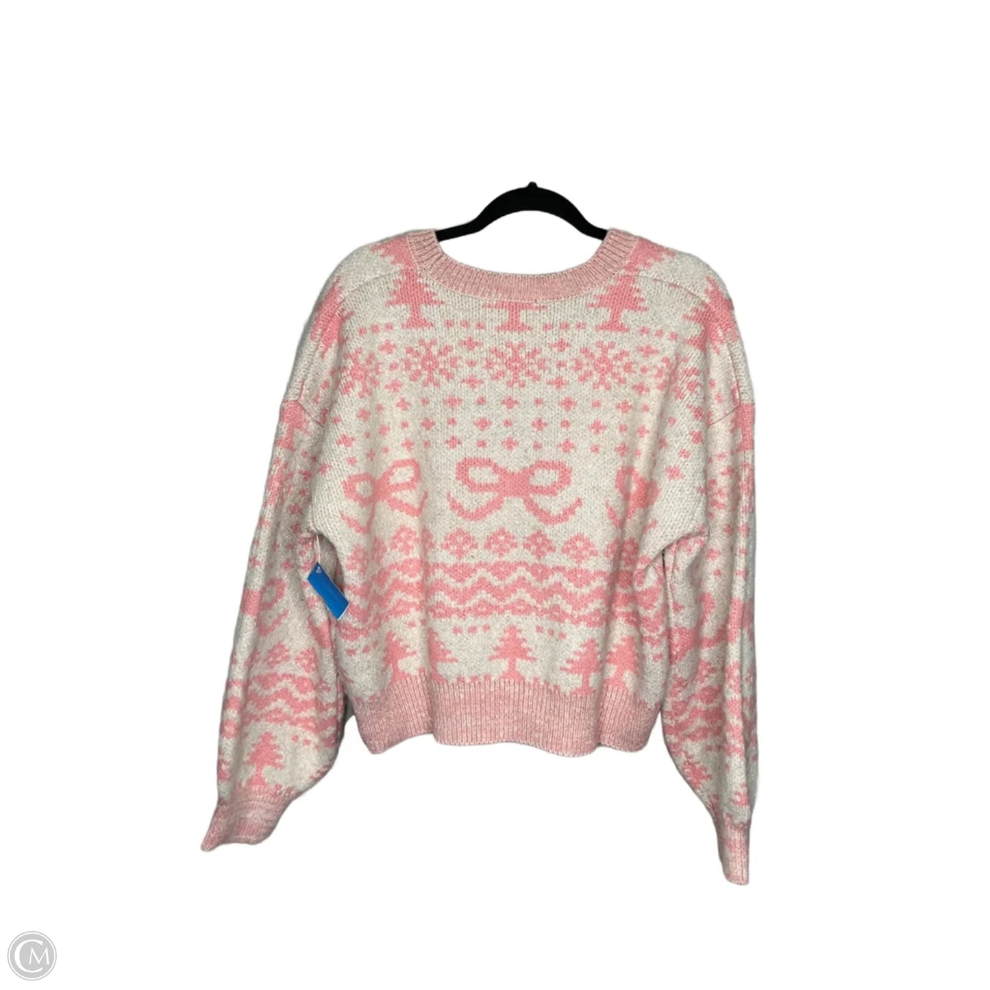 Sweater By Simply Southern In Pink & White, Size: Xxl