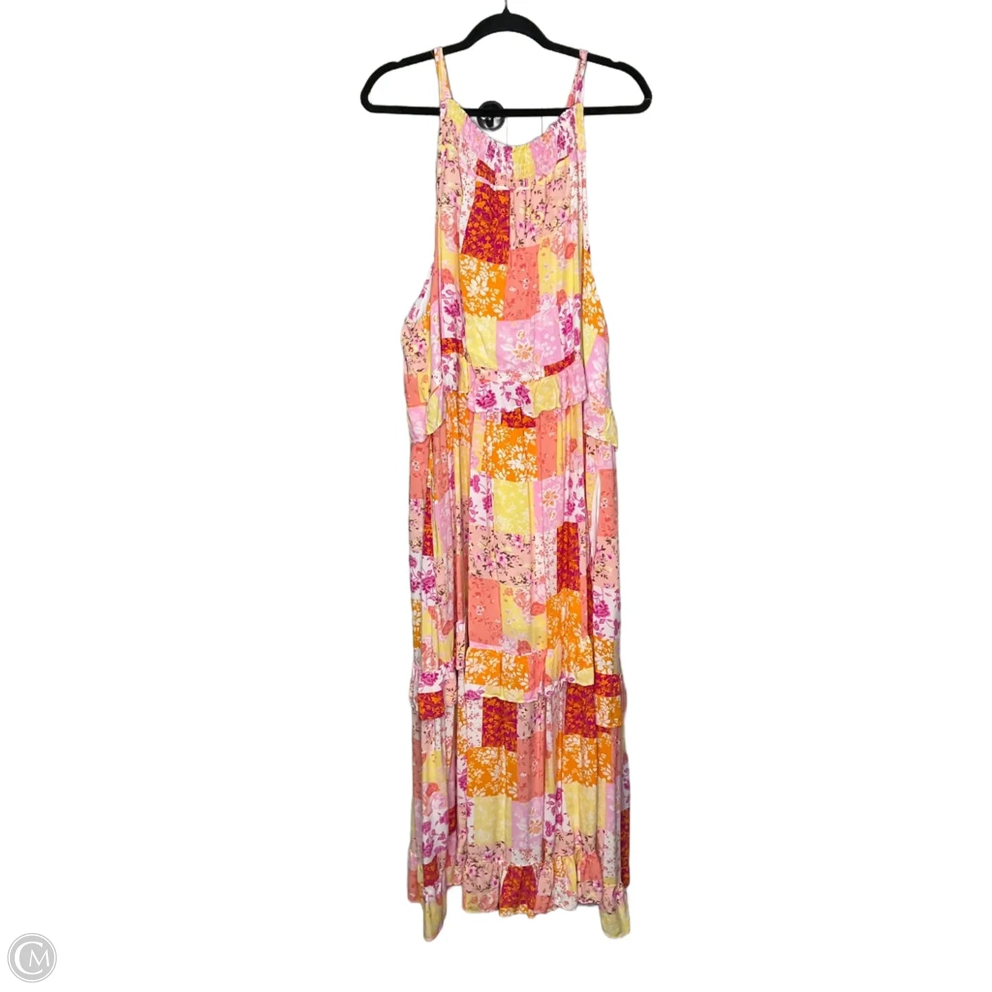 Dress Casual Maxi By Impressions In Orange & Pink, Size: 3x