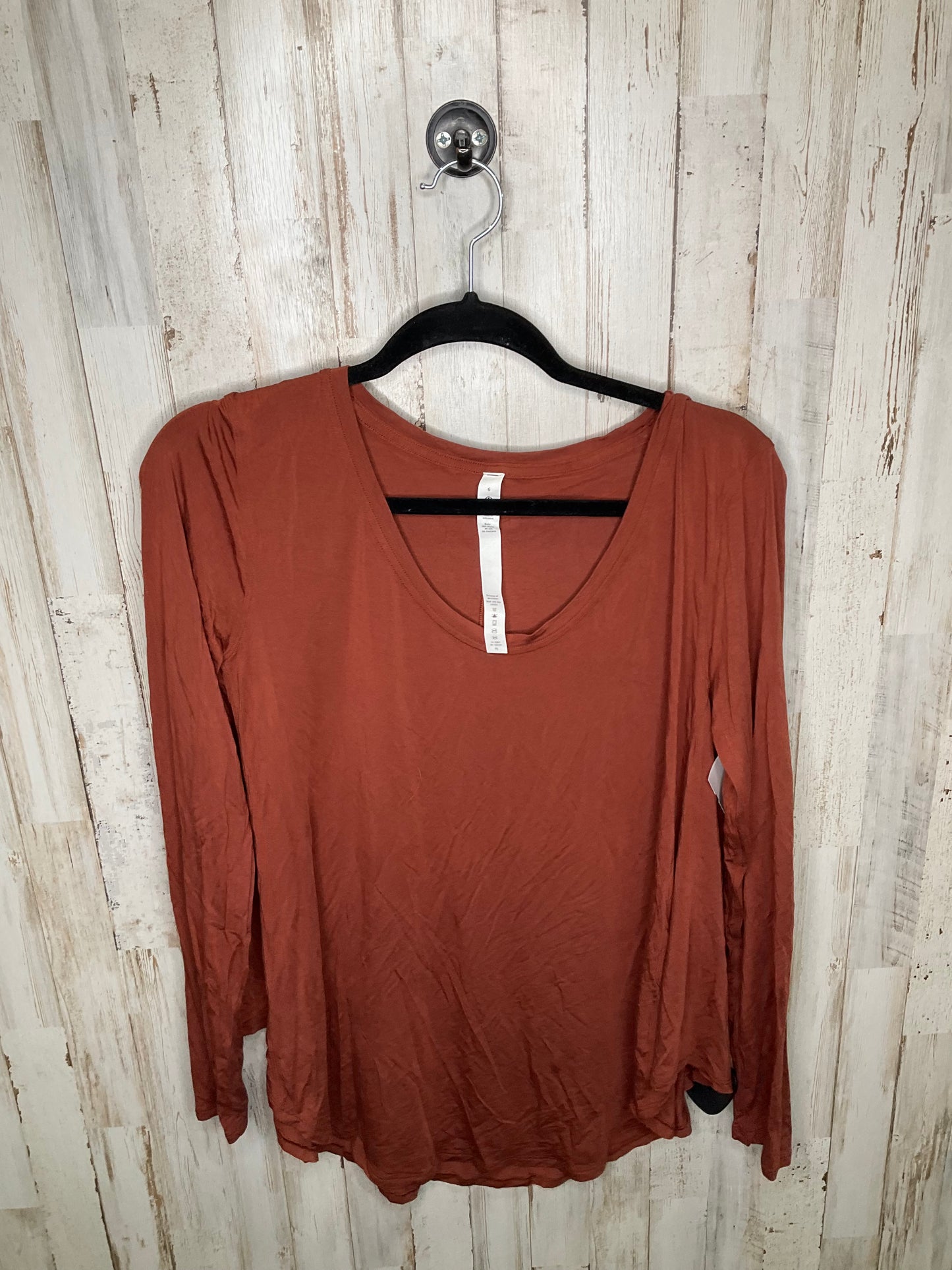 Orange Athletic Top Long Sleeve Crewneck Lululemon, Size 6