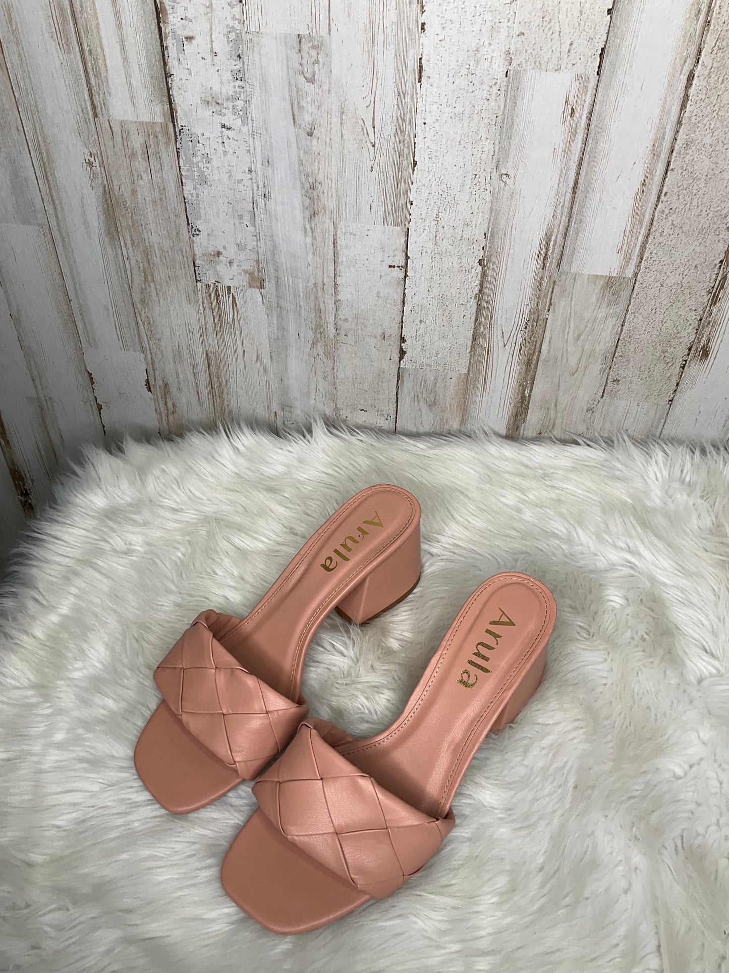 Peach Sandals Heels Block Altard State, Size 9