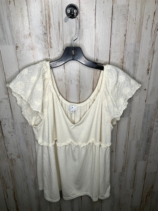 Cream Top Sleeveless True Craft, Size 1x