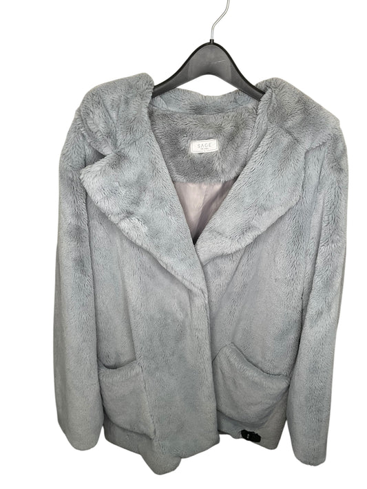 Coat Faux Fur & Sherpa By Sage In Grey, Size: S