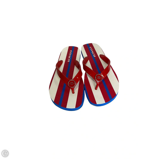 Sandals Designer By Coach In Red & White, Size: 7