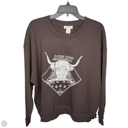 Sweatshirt Crewneck By Ariat In Brown, Size: L