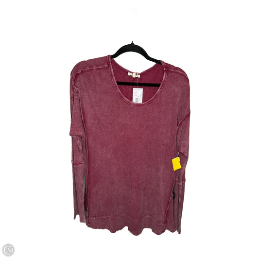 Top Long Sleeve By Easel In Maroon, Size: M