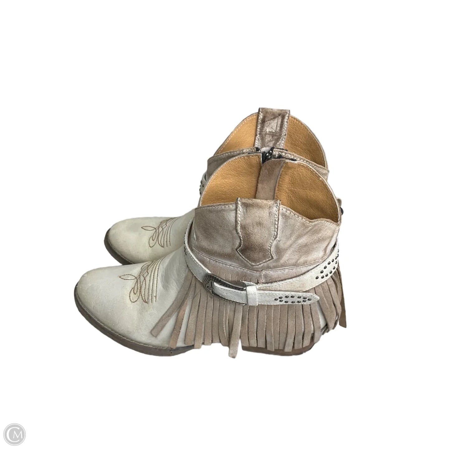 Boots Ankle Heels By Clothes Mentor In Cream, Size: 11