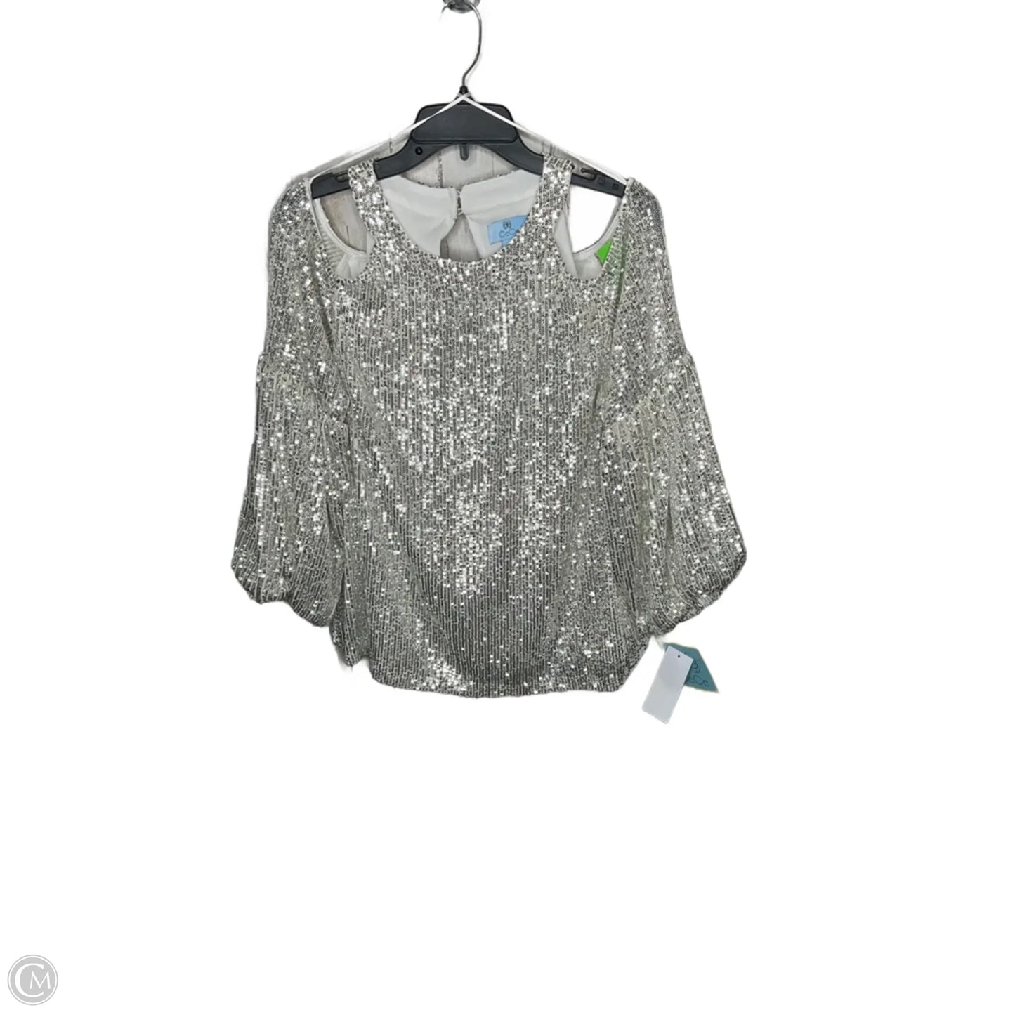 Top Long Sleeve By Cece In Silver, Size: L