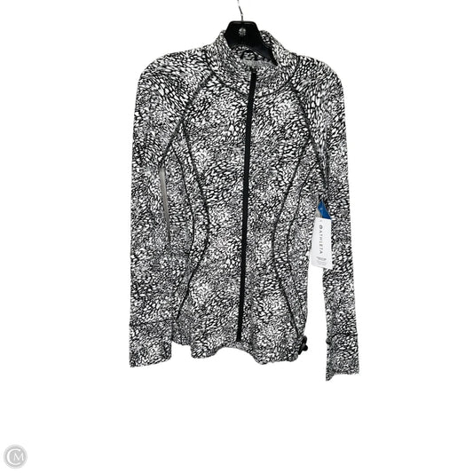 Athletic Top Long Sleeve Collar By Athleta In Black & White, Size: S
