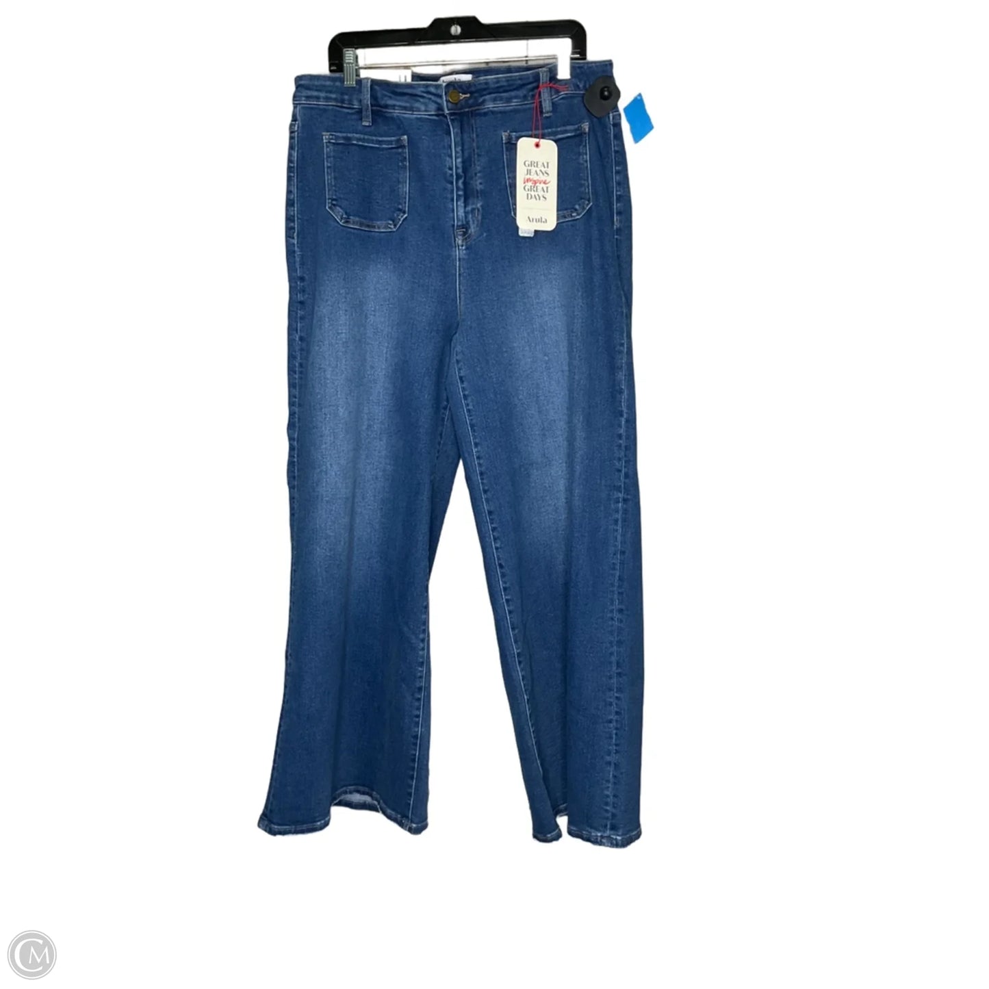 Jeans Wide Leg By Arula In Blue Denim, Size: 14