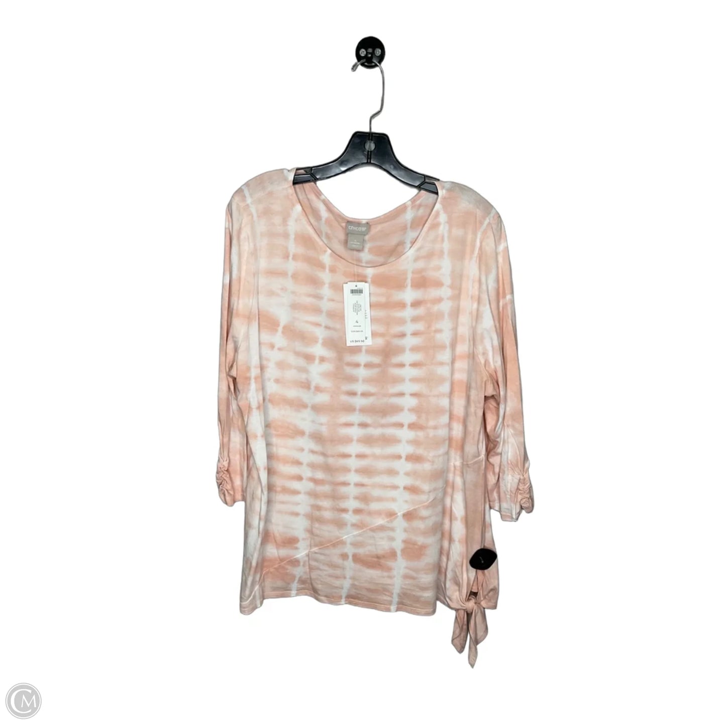 Top 3/4 Sleeve By Chicos In Peach, Size: Xxl
