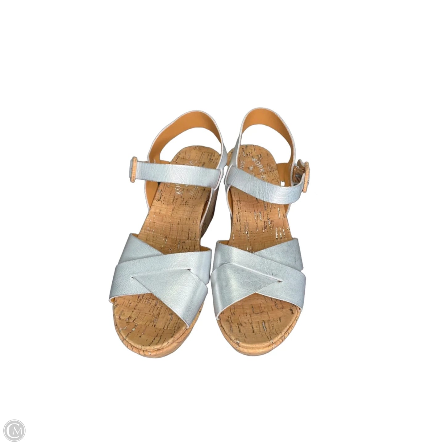 Sandals Heels Wedge By Clothes Mentor In Silver, Size: 8