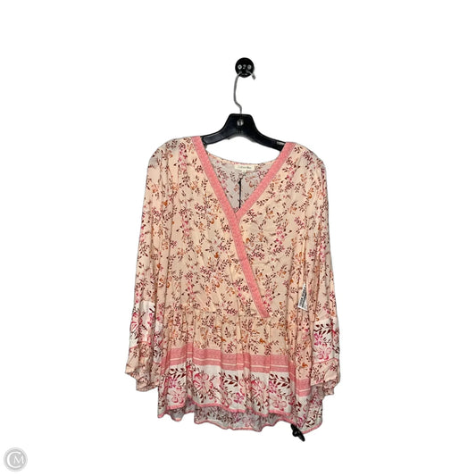 Top 3/4 Sleeve By Cotton Bleu In Peach, Size: S