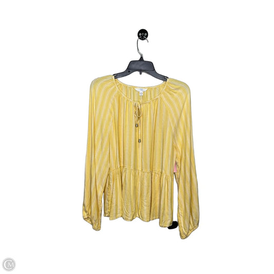 Top 3/4 Sleeve By Time And Tru In Yellow, Size: L
