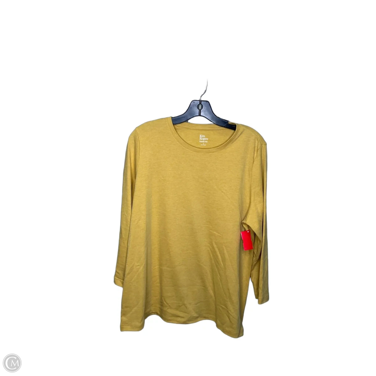 Top 3/4 Sleeve Basic By Kim Rogers In Yellow, Size: L