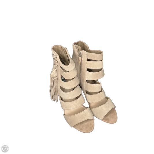 Boots Ankle Heels By Guess In Tan, Size: 8